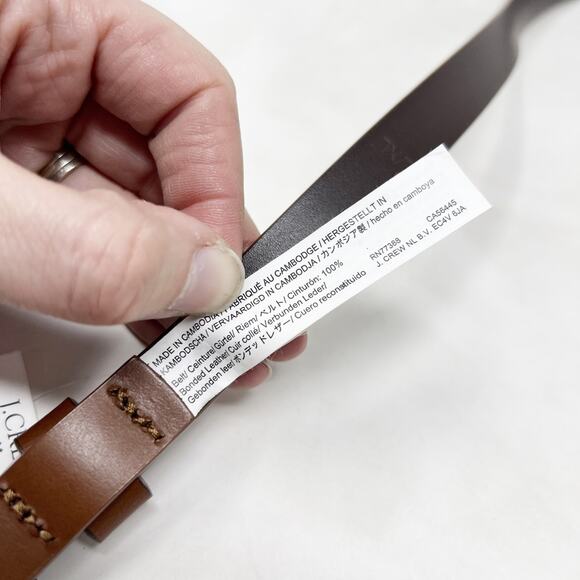 [J. Crew] Brown Genuine Italian Leather Round Gold Buckle Belt NWT Size L/XL - Picture 4 of 6